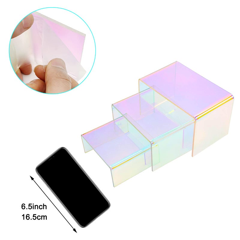 Cerpourt 2 Sets Acrylic Display Risers Colorful Product Stand,Cupcakes Holder Dessert Display Transparent Showcase Stands, Candy Bar Risers, Acrylic Lifts Display for Figures - Image 5